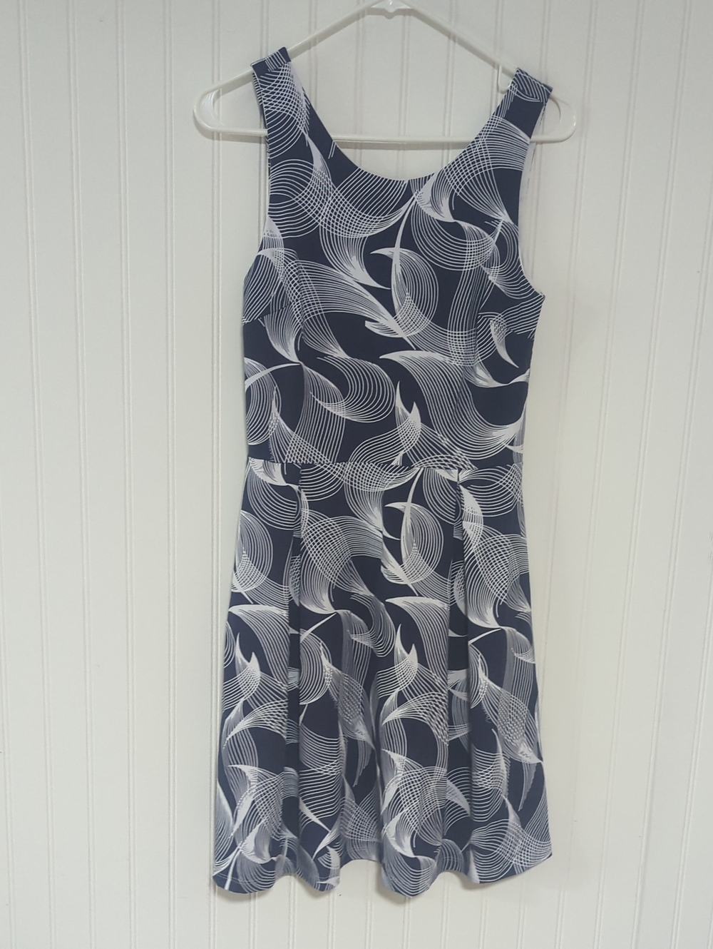 Melly M Navy and White Swirl Sleeveless Fit & Flare Dress